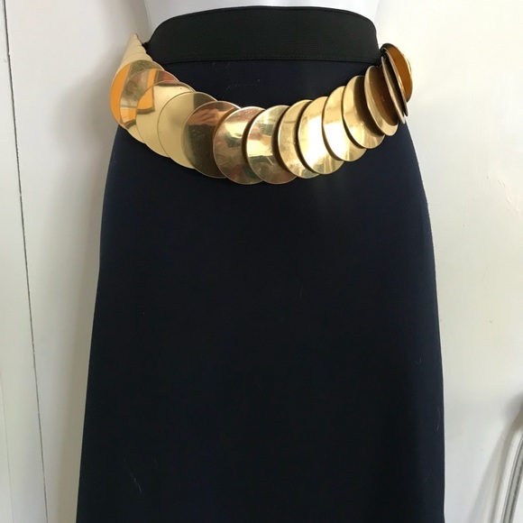 Coin Belt Gold Stretch Vintage Wide Statement Disc - Picture 10 of 10